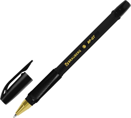 Ручка шариковая BRAUBERG BP-GT GLD BLACK, черная, корпус тонированный, пишущий узел 0,7 мм, 12 шт., 144507 1