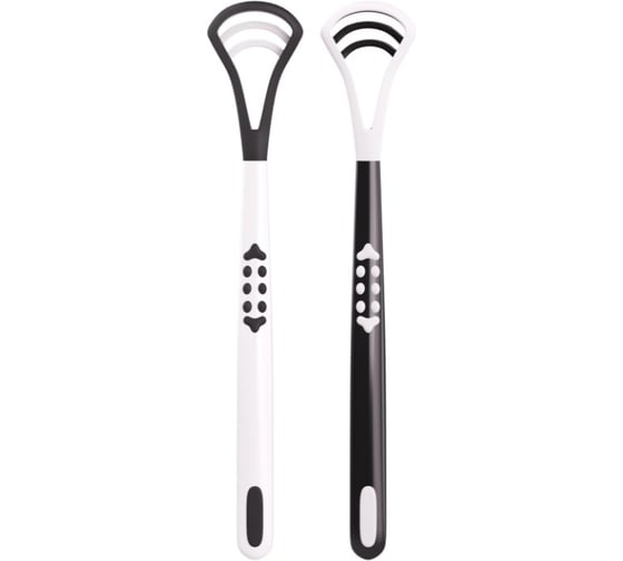 Скребок для языка двусторонний с зубчиками LAIMA DENT 2шт, удобная ручка пластик, 609412 1