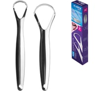 Скребок для языка из нержавеющей стали LAIMA DENT 2шт (большой и малый) с футляром 609409