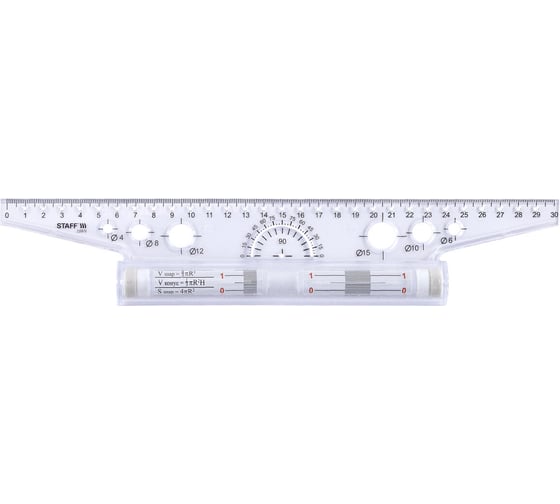 Линейка с роликом (рейсшина) Staff 30 см, металлический ролик, УСИЛЕННАЯ PK, 881149 1