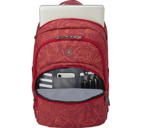 Рюкзак Wenger Upload 16, красный с рисунком, полиэстер, 34x26x47 см, 28 л 606472
