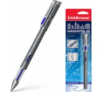Гелевая ручка ErichKrause MEGAPOLIS Gel, синий в блистере по 1 шт 17751