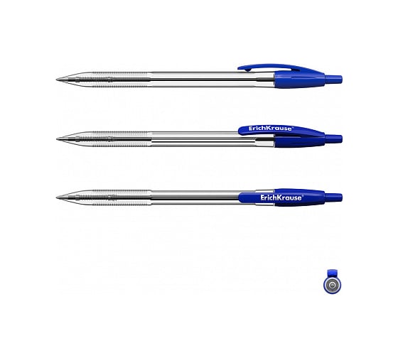 Автоматическая шариковая ручка ErichKrause R-301 Classic Matic 1.0, синий в пакете по 4 шт 46750
