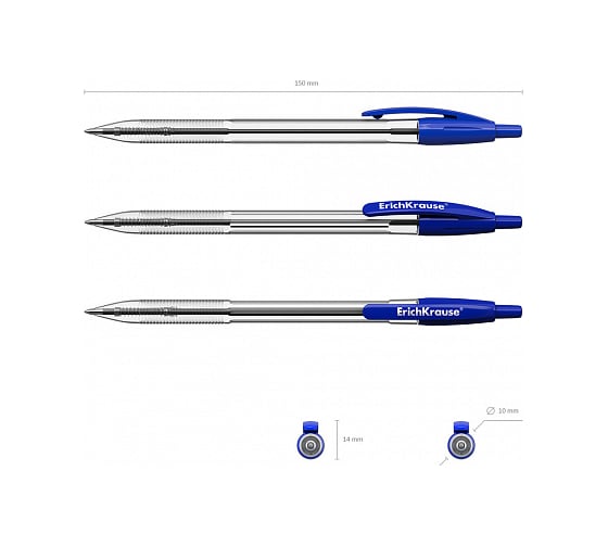 Автоматическая шариковая ручка ErichKrause R-301 Classic Matic 1.0, синий в пакете по 4 шт 46750