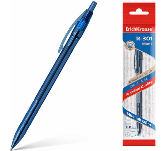 Автоматическая шариковая ручка ErichKrause R-301 Original Matic 0.7, синий в пакете по 1 шт 46768 1