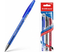 Гелевая ручка ErichKrause R-301 Original Gel Stick 0.5, цвет чернил синий, черный, красный в пакете по 3 шт 42725