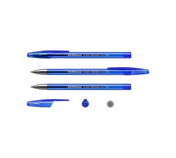 Гелевая ручка ErichKrause R-301 Original Gel Stick 0.5, синий в пакете по 3 шт 42723