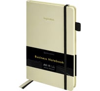 Блокнот А5 138x213мм BRAUBERG Velvet, резинка, держатель, 80л, клетка, бежевый, 116240