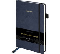 Блокнот BRAUBERG А5 138x213мм Velvet, резинка, держатель, 80л, клетка, синий 116239