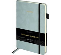 Блокнот BRAUBERG А5 138x213мм Velvet, резинка, держатель, 80л, клетка, серо-голубой 116241
