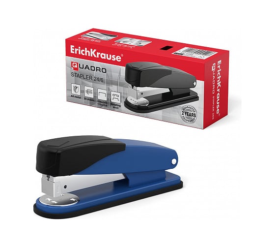 Степлер ErichKrause Quadro Half-strip до 30 листов, ассорти 4549