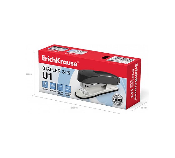 Степлер ErichKrause №24/6 U1 до 30 листов, ассорти 17693
