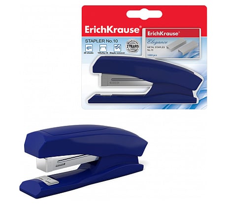 Степлер ErichKrause №10 в комплекте со скобами Элегантность Классика до 20 листов, ассорти 13905