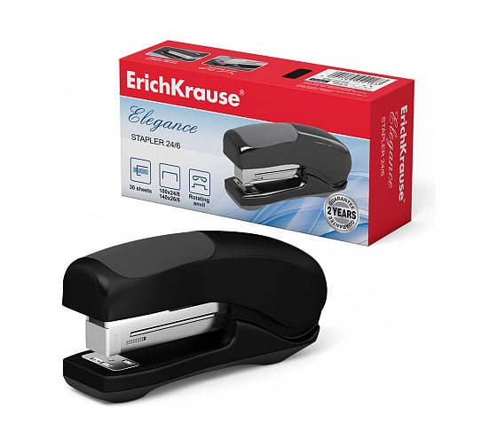 Степлер ErichKrause №24/6 Elegance Up-right до 30 листов, черный 2218 1
