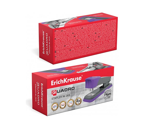 Степлер ErichKrause №24/6 Quadro Half-strip до 30 листов 47287