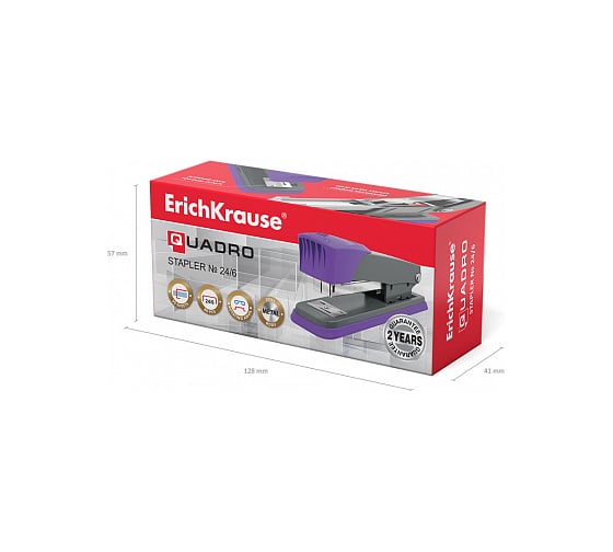 Степлер ErichKrause №24/6 Quadro Half-strip до 30 листов 47287