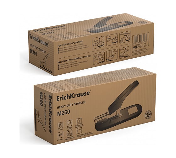 Степлер ErichKrause мощный №23 до 210 листов, черный 6796
