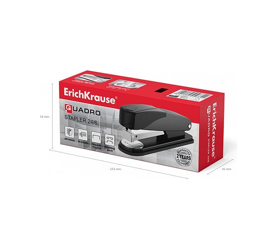 Степлер ErichKrause №24/6 Quadro Half-strip до 30 листов 4662