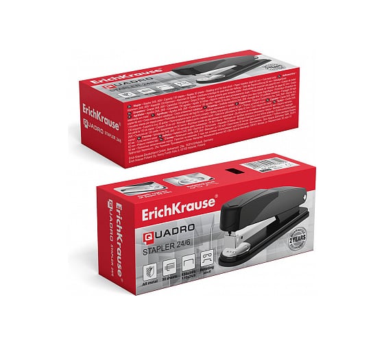 Степлер ErichKrause №24/6 Quadro Half-strip до 30 листов 4662