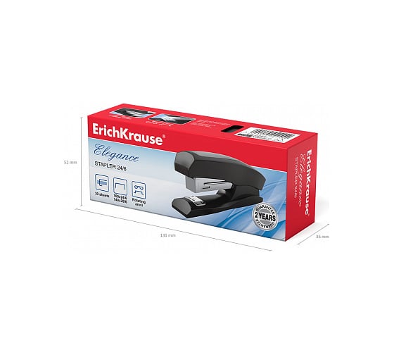Степлер ErichKrause №24/6 Elegance Half-strip до 30 листов, ассорти 2244