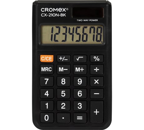 Калькулятор карманный Cromex CX-210N-BK (96х62 мм), 8 разрядов, двойное питание, черный, 273834