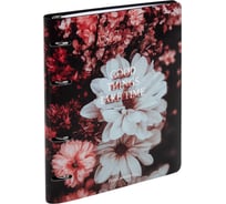Бизнес-тетрадь на кольцах BRAUBERG А5 175х215мм, 120л, под кожу,  VISTA, Цветы 405210