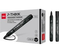 Маркер перманентный DELI Mate двойной пиш.наконечник 0.5-1мм, черный, 12 шт EU10420