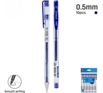 Набор гелевых ручек неавтоматических DELI, пулевидный наконечник 0.5мм, синие чернила, 24 упаковки по 10 шт, пакет с подвесом EG65-10BL