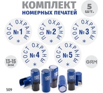 Комплект 5 печатей поста охраны GRM № 1, 2, 3, 4, 5, диаметр 15 мм на r17 корпус синий 217100066-509