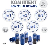 Комплект 5 печатей GRM пункт досмотра № 1, 2, 3, 4, 5, диаметр 15 мм, на r17 корпус синий 217100066-508