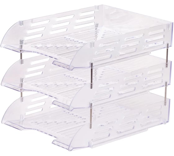 Лоток горизонтальный для бумаг Attache 3шт/наб на металл стерж прозрачный 1603690 1