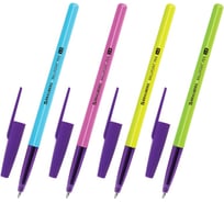 Ручка шариковая BRAUBERG Офисная NEON COLOR, СИНЯЯ, узел 1мм, линия 0,5мм, КОМПЛЕКТ 50 шт., 144200