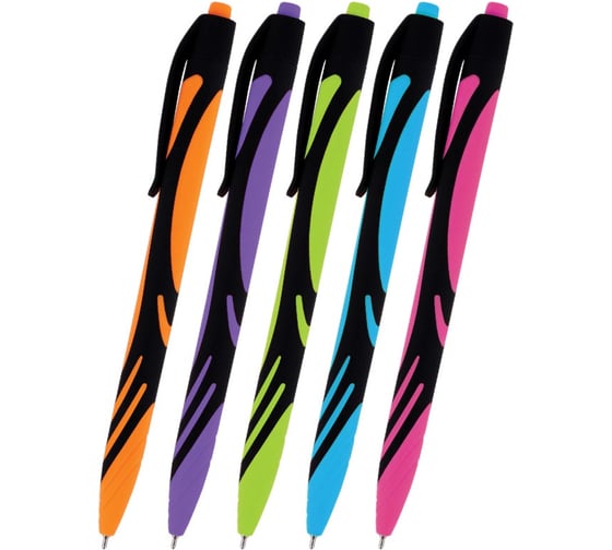 Ручка шариковая автоматическая BRAUBERG ULTRA COLOR NEON, soft-touch, СИНЯЯ, линия 0,35мм, КОМПЛЕКТ 24 шт., 144203 1