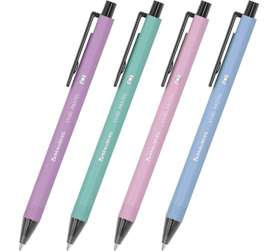 Ручка шариковая автоматическая BRAUBERG VIVID PASTEL, СИНЯЯ, КОМПЛЕКТ 24 шт., узел 0,7 мм, линия 0,35 мм, 144404 1