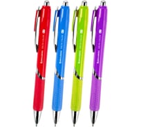 Ручка шариковая автоматическая BRAUBERG с грипом DELTA COLOR, СИНЯЯ, узел 0,7мм, линия 0,35мм, КОМПЛЕКТ 12 шт., 144202