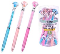 Ручка с топпером шариковая FUNSTER Shine Bright,СИНЯЯ, корпус ассорти, КОМПЛЕКТ 12 шт., линия письма 0,35мм 144377