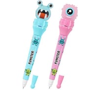 Ручка-спиннер с топпером шариковая FUNSTER Monsters, СИНЯЯ, КОМПЛЕКТ 12 шт., ассорти, линия письма 0,35 мм 144381
