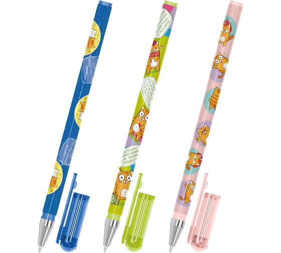 Ручка шариковая с принтом FUNSTER STICK КОТ-ЭНТУЗИАСТ, СИНЯЯ, КОМПЛЕКТ 36 шт., 0,7 мм, линия письма 0,35 мм 144398