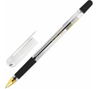 Ручка шариковая BRAUBERG масляная с грипом X-ONE, ЧЕРНАЯ, корпус прозрачный, линия 0,35 мм, КОМПЛЕКТ 12 шт., 143988