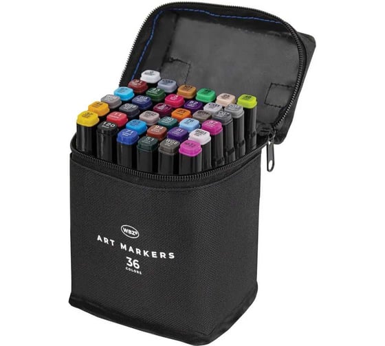 Маркеры для скетчинга двусторонние WBZ НАБОР 36 шт, текстильный чехол, 152572 1