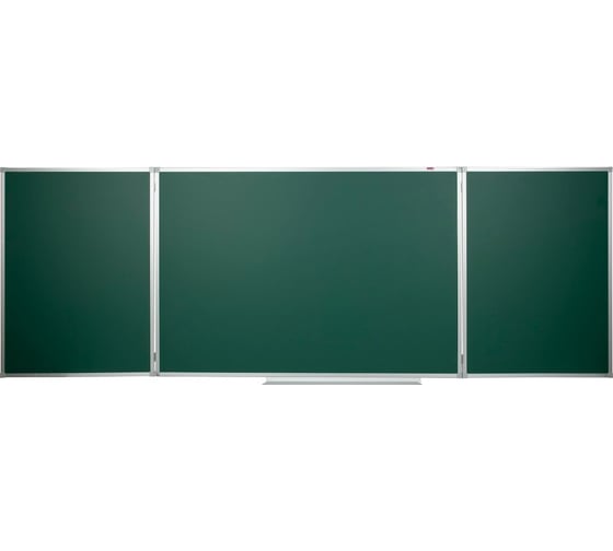 Доска магнитно-меловая Attache 100x300 см, трехсекционная, зеленая лак 1939104 1