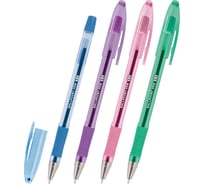 Ручка шариковая масляная BRAUBERG с грипом, кросс-серия PASTEL, синяя, ассорти, комплект 12 шт , линия 0,25 мм  144488