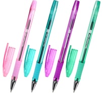 Ручка шариковая масляная BRAUBERG с грипом, кросс-серия PASTEL, синяя, ассорти, комплект 12 шт , линия 0,25 мм  144488