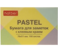 Бумага для заметок Hatber PASTEL 76х51мм 100л, с клеевым краем, желтая 090330
