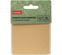 Бумага для заметок Hatber Kraft 75х75мм, 80л, с клеевым краем, с европодвесом 090335