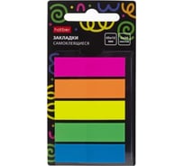 Закладки Hatber NEON прямоугольныеСамоклеящ. пластик 45х12мм 5 цв. 20 090303