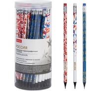 Карандаш чернографитный Hatber Россия круглый корпус черн.дерево 088408