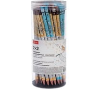 Карандаш чернографитный Hatber 2х2 круглый корпус черн.дерево 72шт. HB 092487