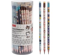 Карандаш чернографитный Hatber  Teddy Friends круглый корпус 72шт 086458