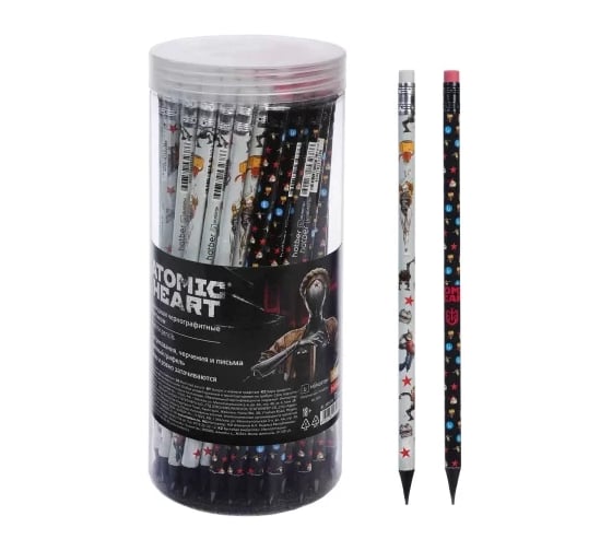 Карандаш чернографитный Hatber Atomic Heart круглый корпус черн. 085074 1
